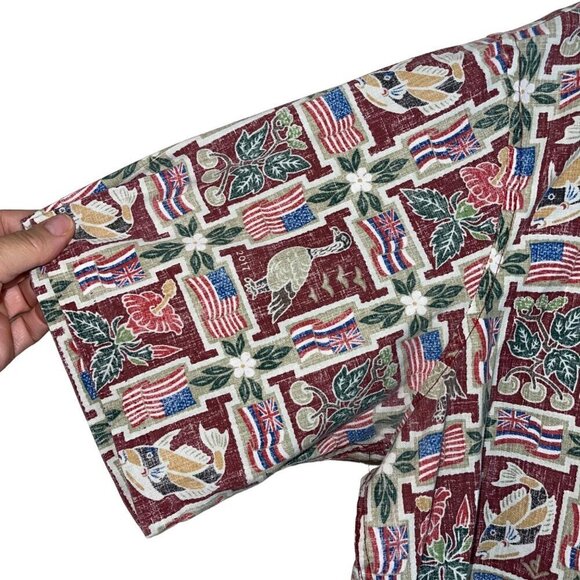 Reyn Spooner Mens Shirt Size XL Multicolor Flag Hawaiian Aloha Short Sleeve - Picture 6 of 8